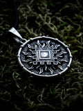 Thistle of Happiness (Repeynik) Amulet in Sun Disc, Sterling Silver 925 — Slavic, Viking & Norse Symbol Pendant