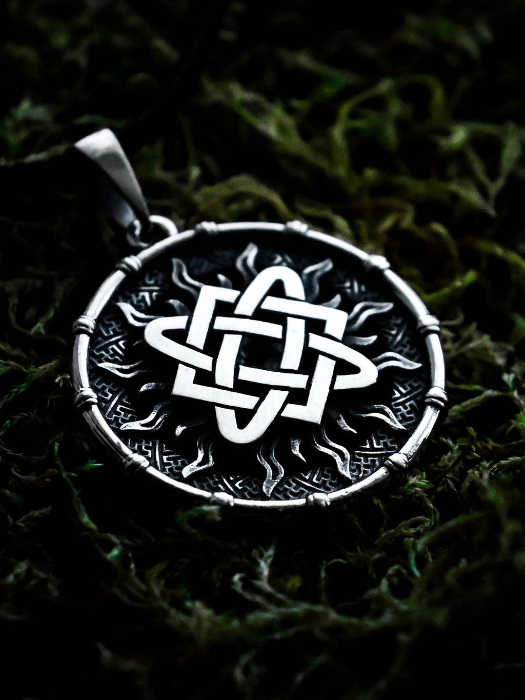 Star of Lada Amulet in Sun Disc, Sterling Silver 925 — Slavic, Viking & Norse Symbol Pendant