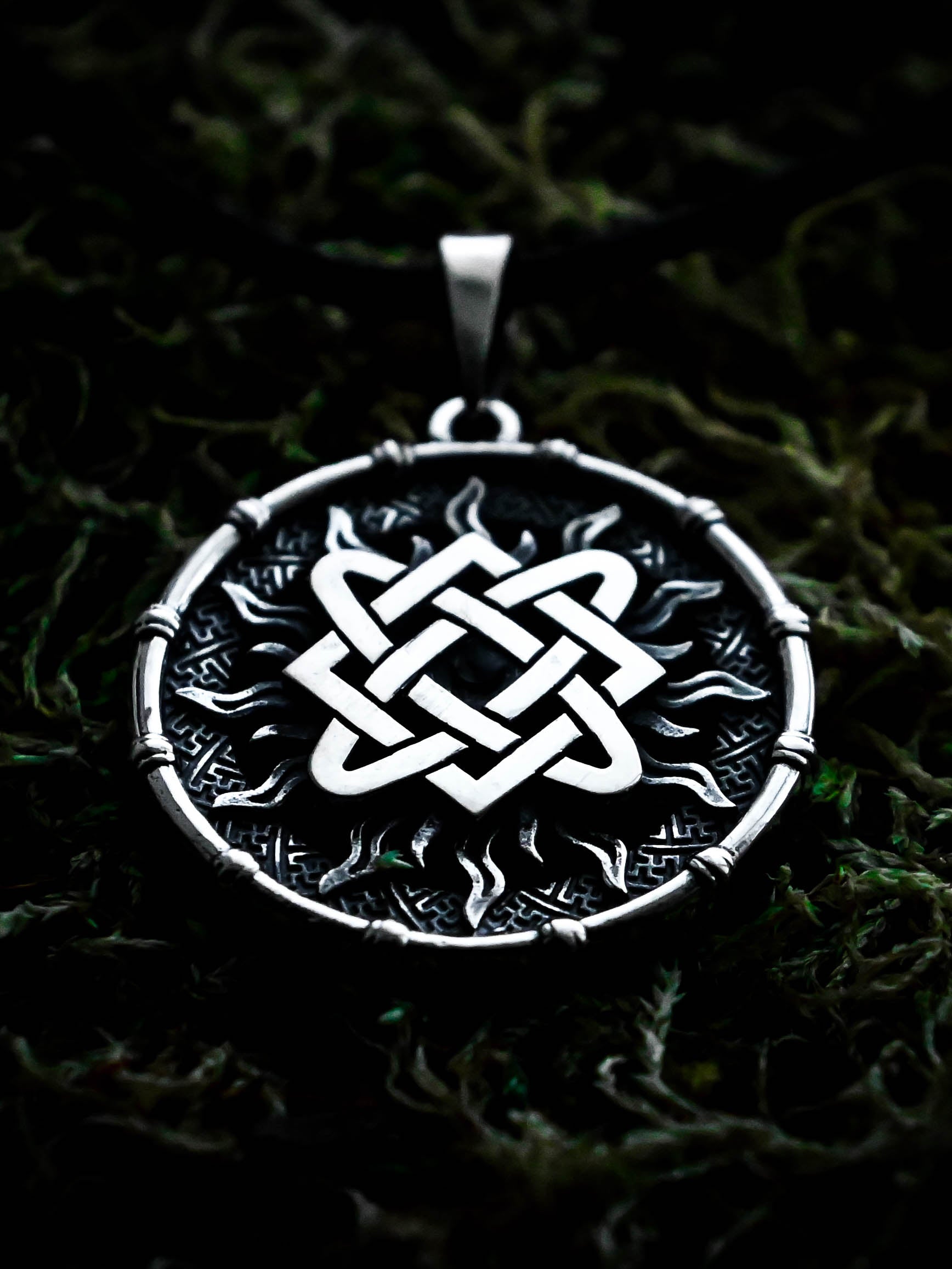 Star of Lada Amulet in Sun Disc, Sterling Silver 925 — Slavic, Viking & Norse Symbol Pendant