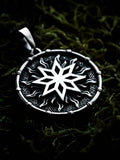 Alatyr Amulet in Sun Disc, Sterling Silver 925 — Slavic, Viking & Norse Symbol Pendant