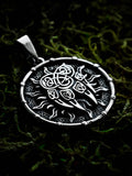 Wolf Paw Amulet in Sun Disc, Sterling Silver 925 — Viking, Norse & Slavic Symbol Pendant