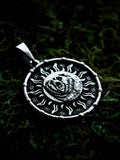 Bear Amulet in Sun Disc, Sterling Silver 925 — Viking, Norse & Slavic Symbol Pendant