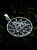 Celtic Knot Amulet in Sun Disc, Sterling Silver 925 — Celtic, Viking & Norse Symbol Pendant