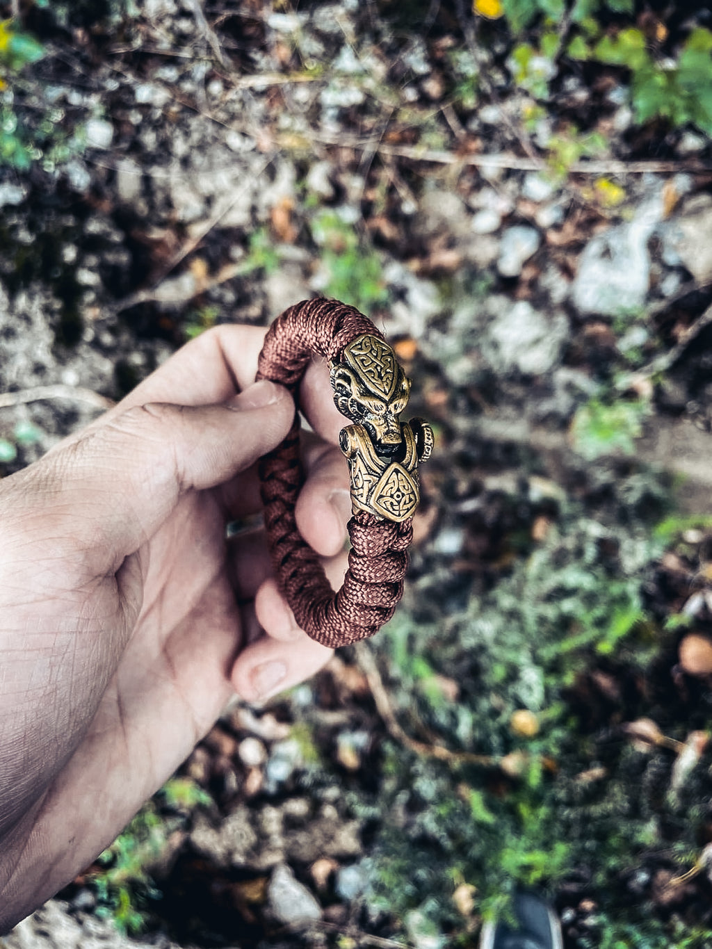 Scandinavian Bear Bracelet, Paracord and Bronze