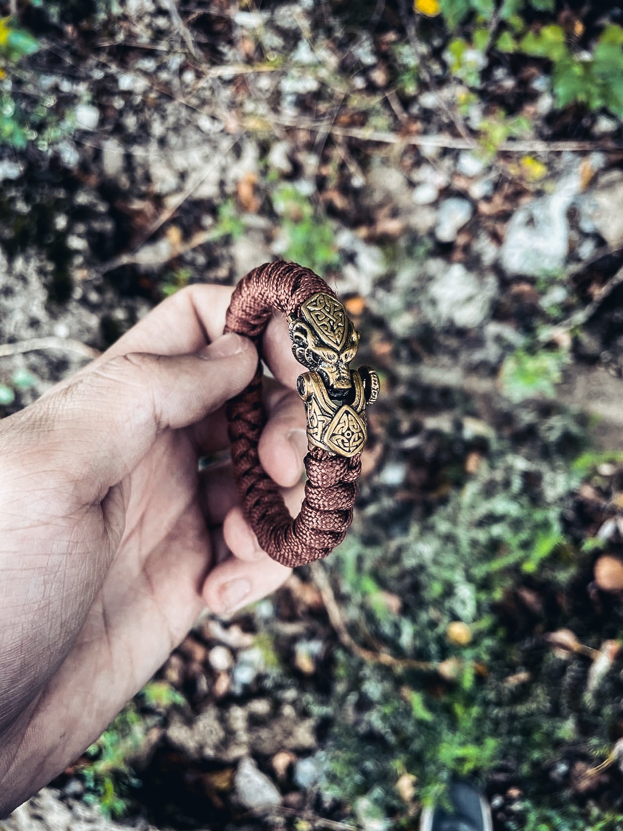 Scandinavian Bear Bracelet, Paracord and Bronze