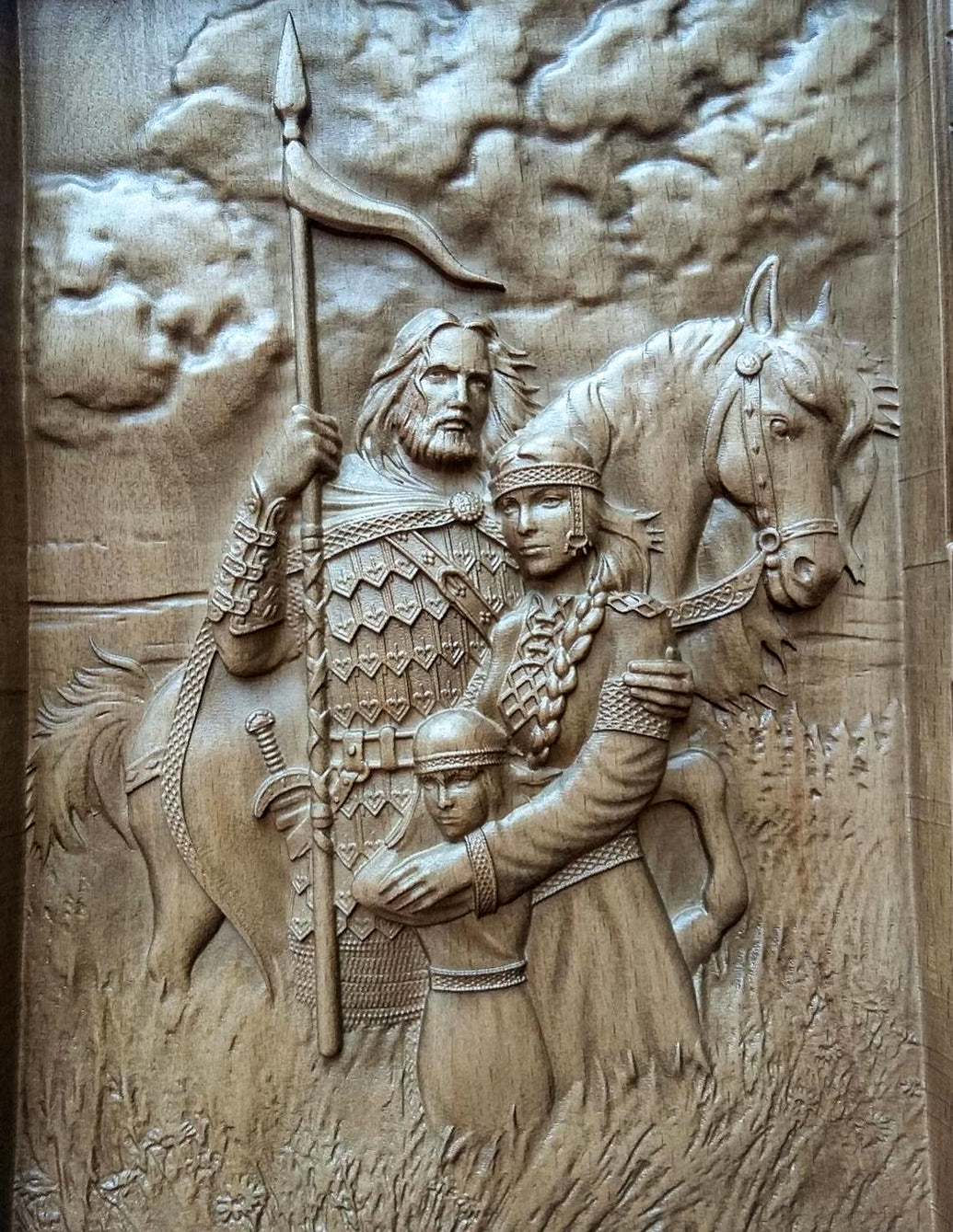 Rus Native (Rus Iskonnaya) Wooden Wall Panel — Hand-Carved Wood Art