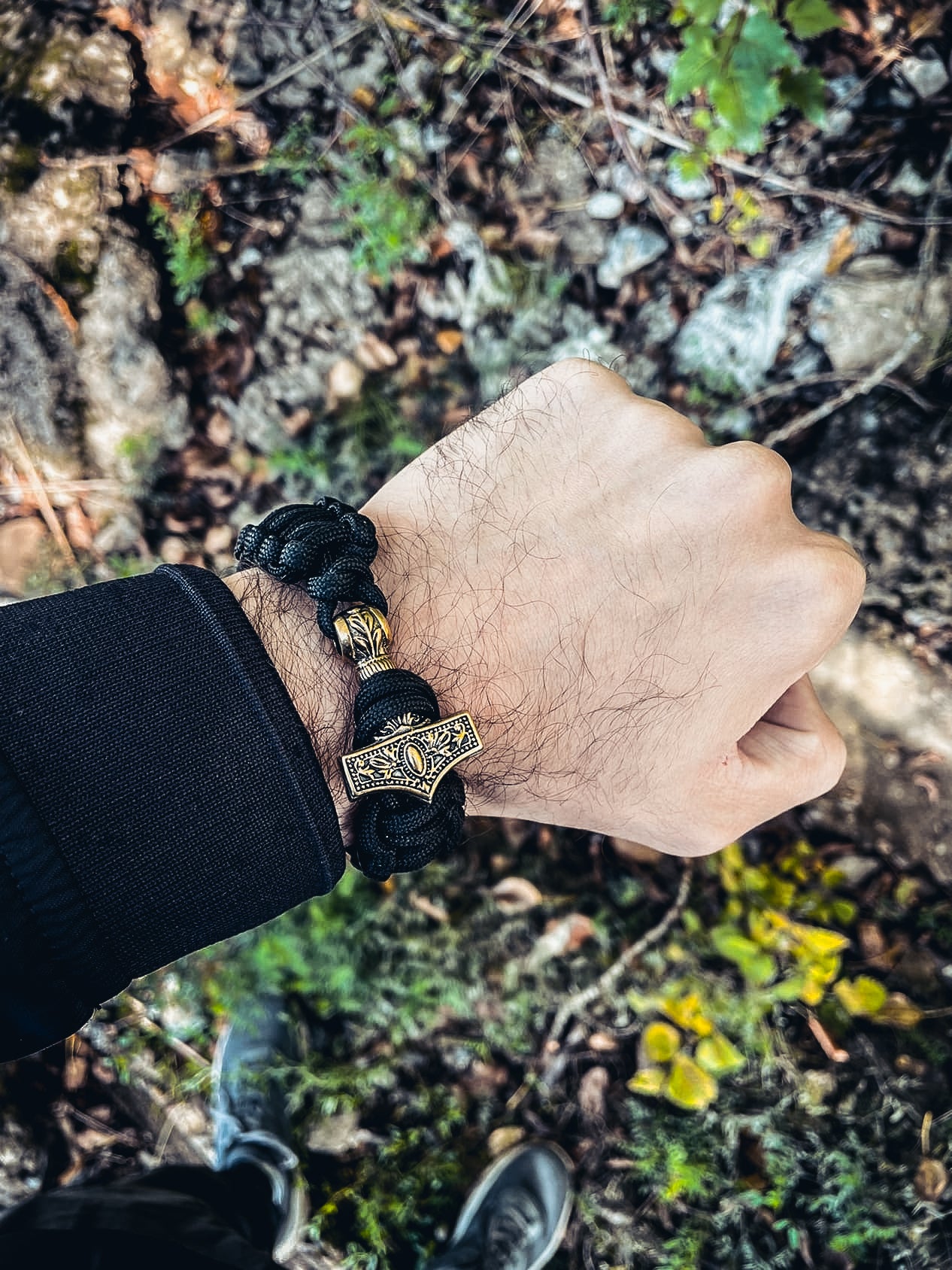 Thor's Hammer Bracelet, Paracord and Bronze