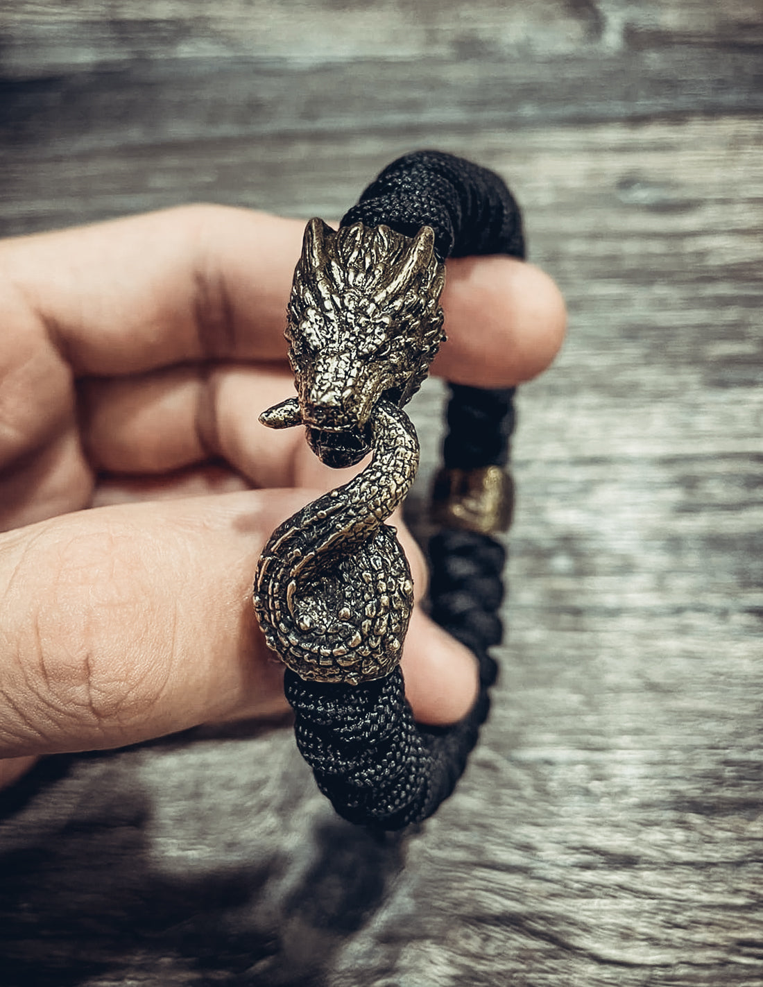 Jormungandr World Serpent Bracelet, Paracord and Bronze
