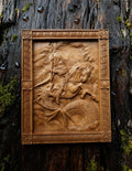Perun's Battle with the Serpent Wooden Wall Panel — Hand-Carved Wood Art