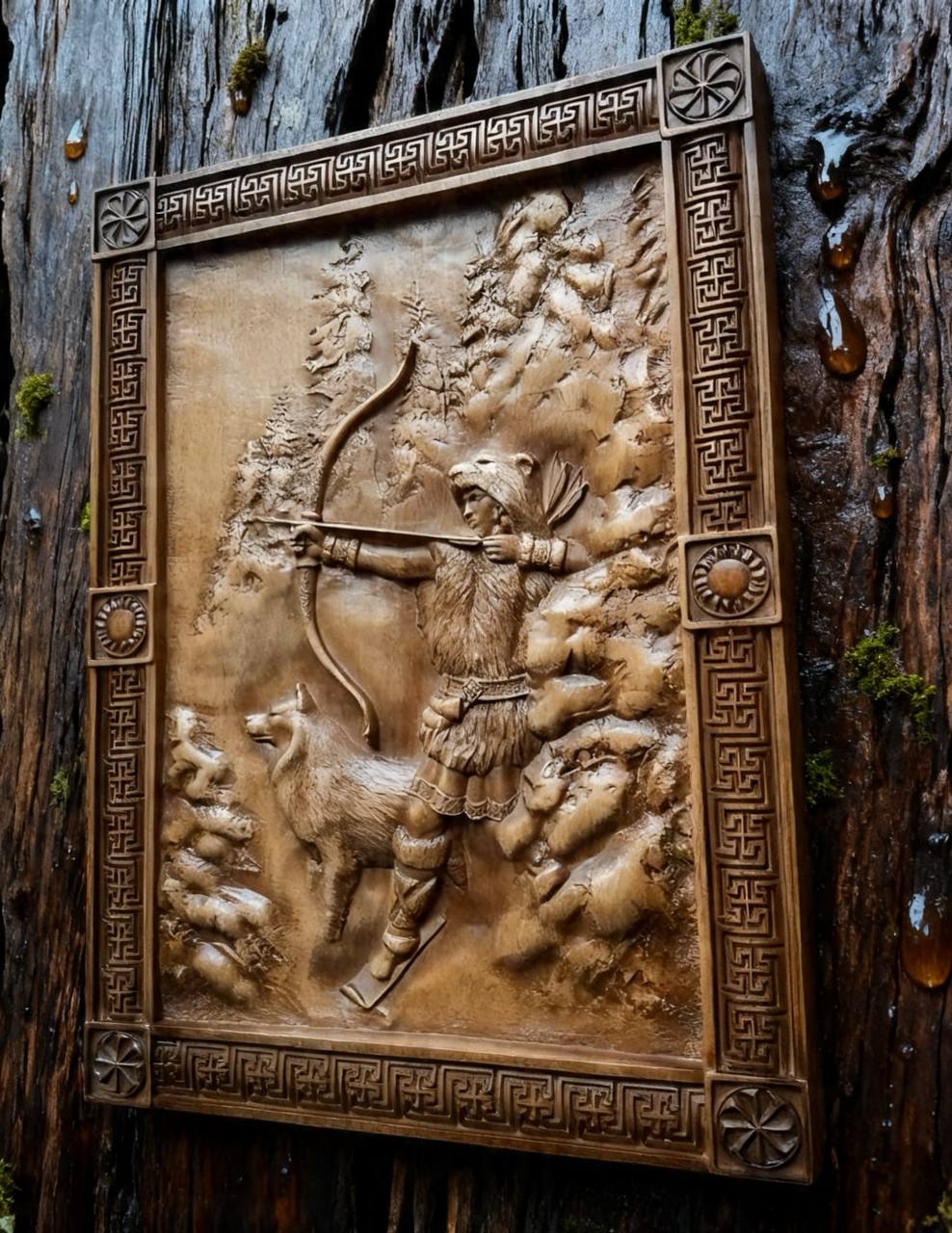 Goddess Dzevana / Devana Wooden Wall Panel — Hand-Carved Wood Art
