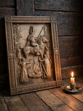 The Appearance of Svarog Wooden Wall Panel — Hand-Carved Wood Art
