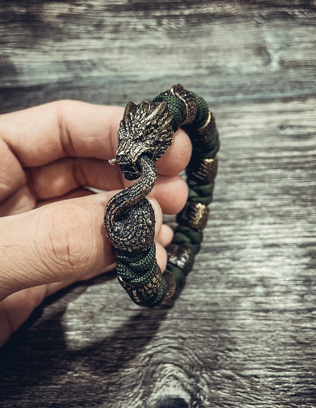 Jormungandr with Scale Beads Bracelet, Paracord and Bronze