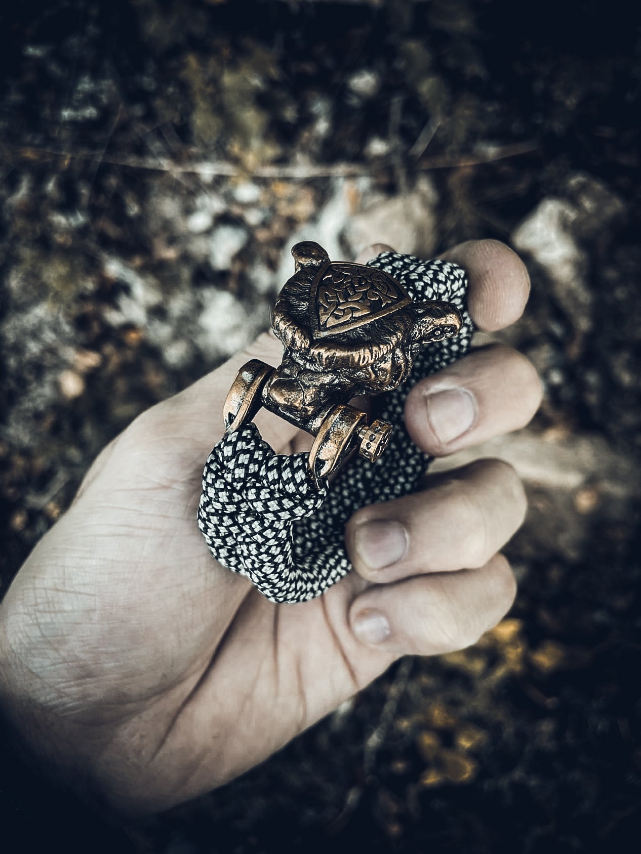 Large Slavic Bear Bracelet, Paracord and Bronze