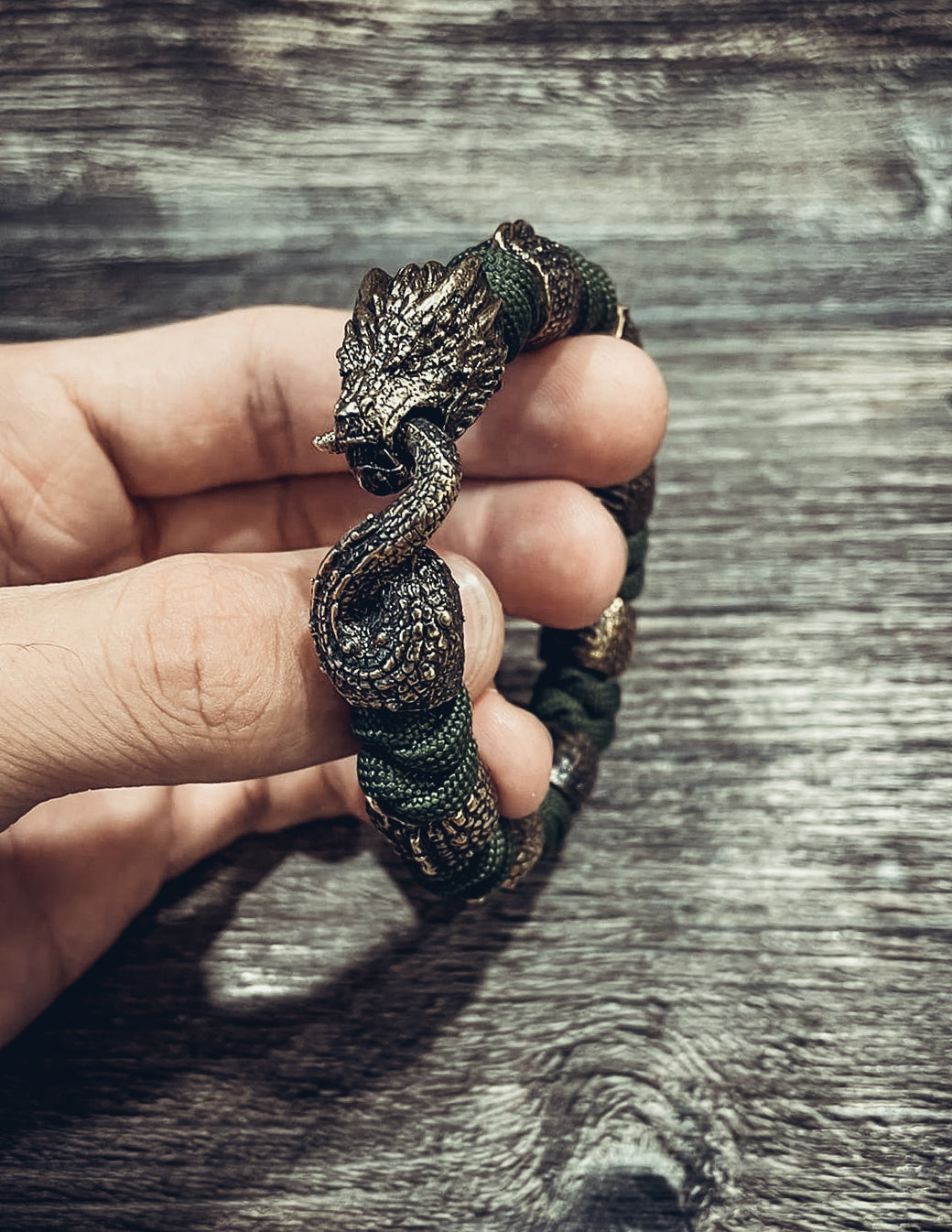 Jormungandr with Scale Beads Bracelet, Paracord and Bronze