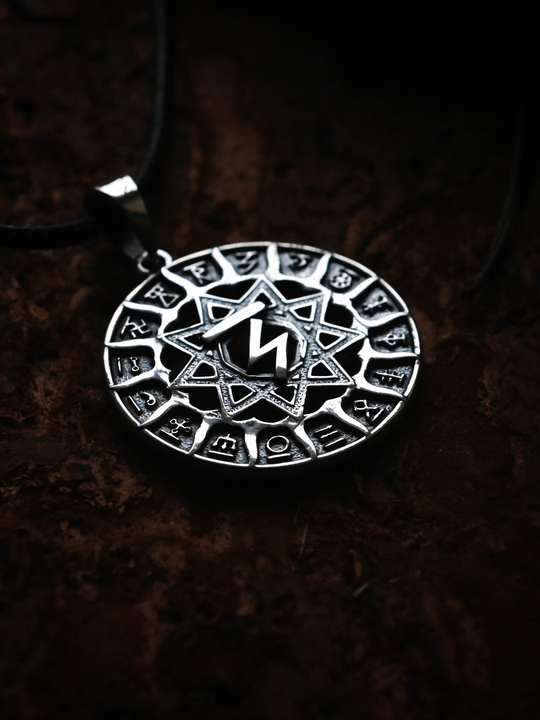 Slavic Chertog Orel (Eagle) Amulet, Sterling Silver 925 — Svarog Circle Zodiac Pendant