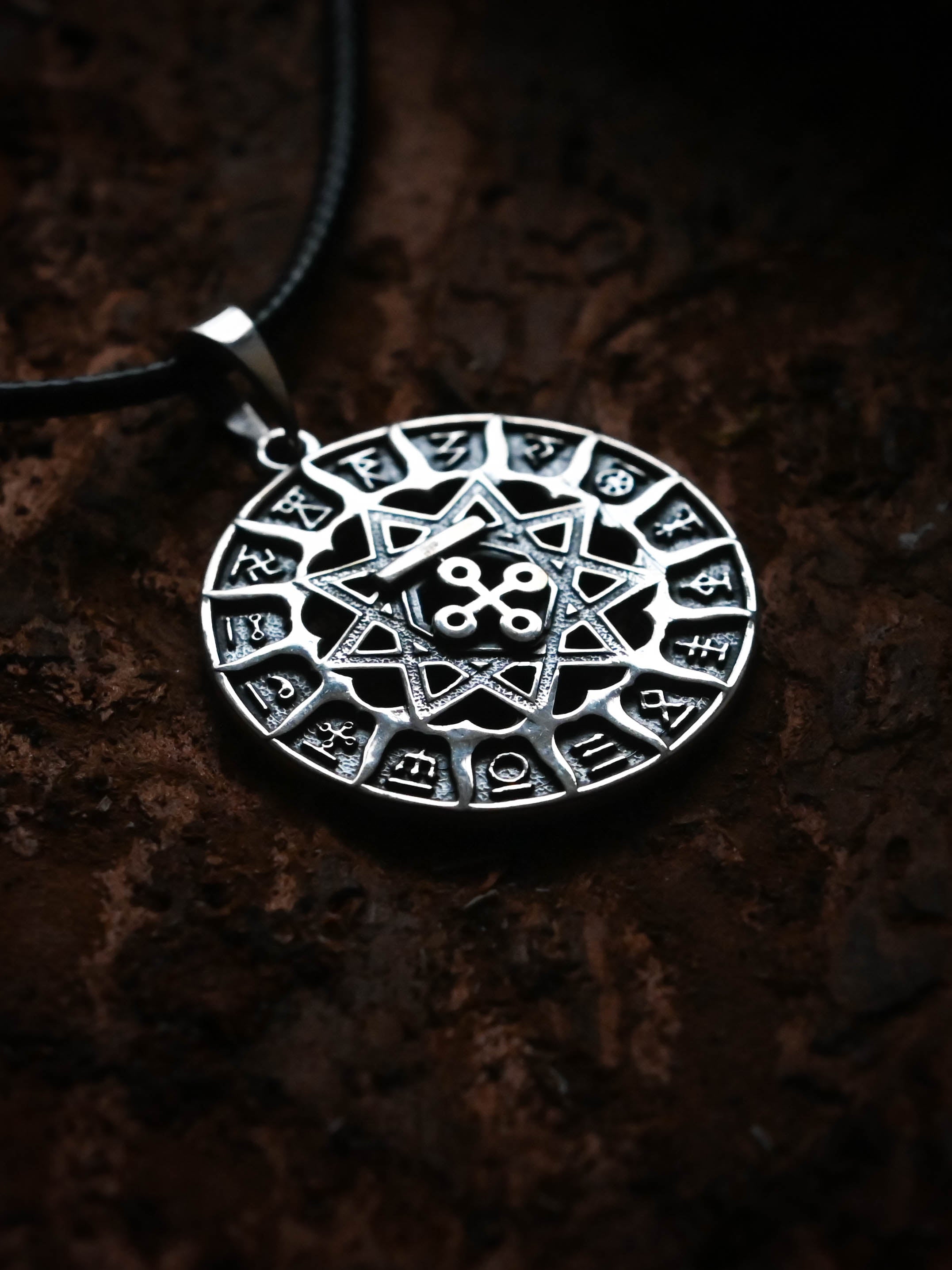 Slavic Chertog Zmey (Serpent) Amulet, Sterling Silver 925 — Svarog Circle Zodiac Pendant