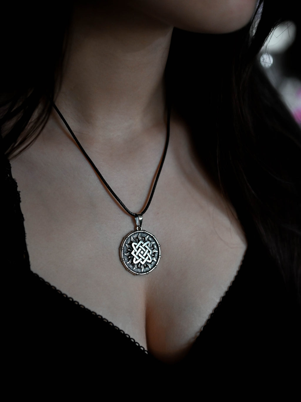 Star of Lada Amulet in Sun Disc, Sterling Silver 925 — Slavic, Viking & Norse Symbol Pendant