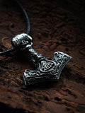 Thor's Hammer with Valknut and Tiwaz, Sterling Silver 925 — Viking Symbol Pendant
