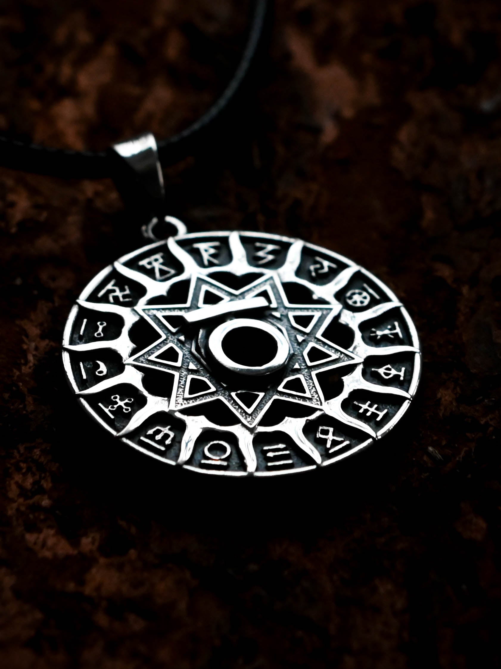 Slavic Chertog Medved (Bear) Amulet, Sterling Silver 925 — Svarog Circle Zodiac Pendant