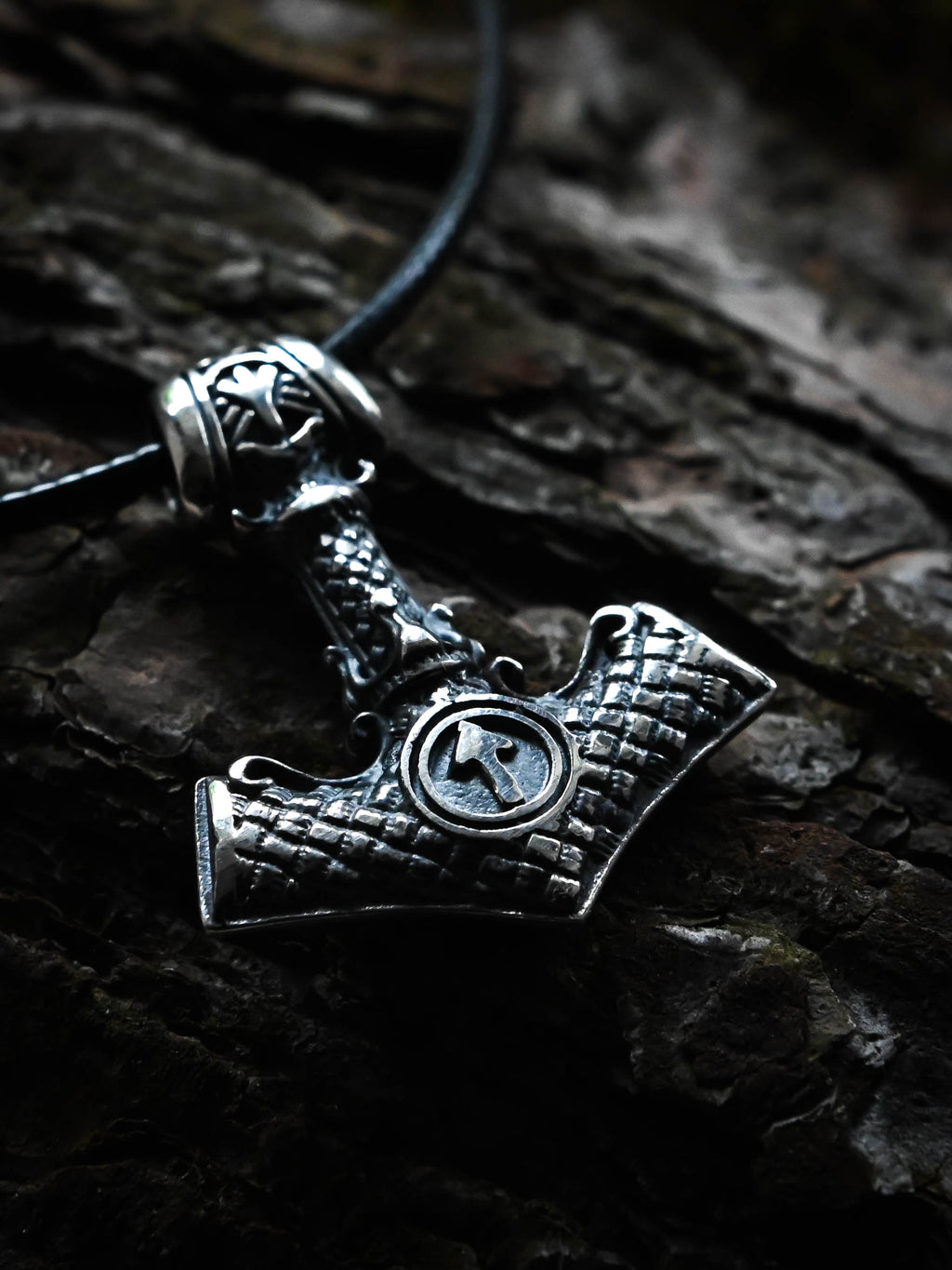 Thor's Hammer with Valknut and Tiwaz, Sterling Silver 925 — Viking Symbol Pendant