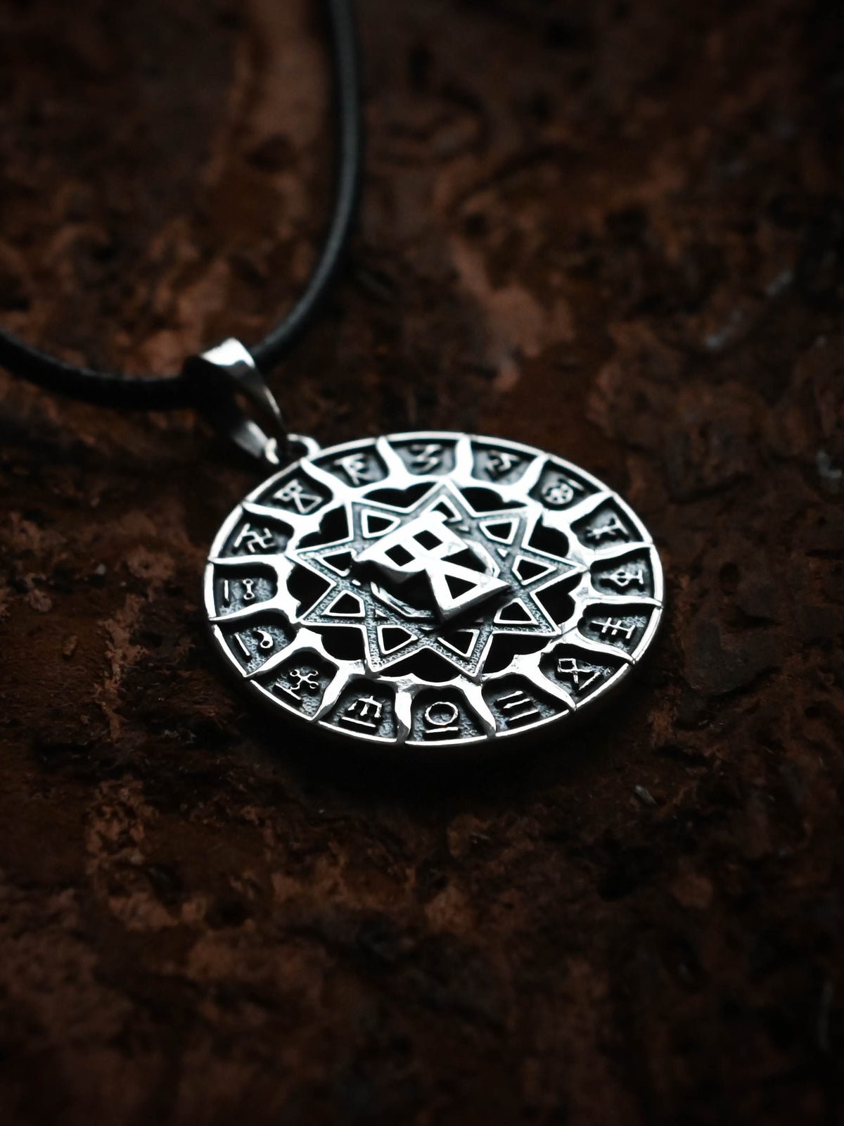 Slavic Chertog Deva Amulet, Sterling Silver 925 — Svarog Circle Zodiac Pendant