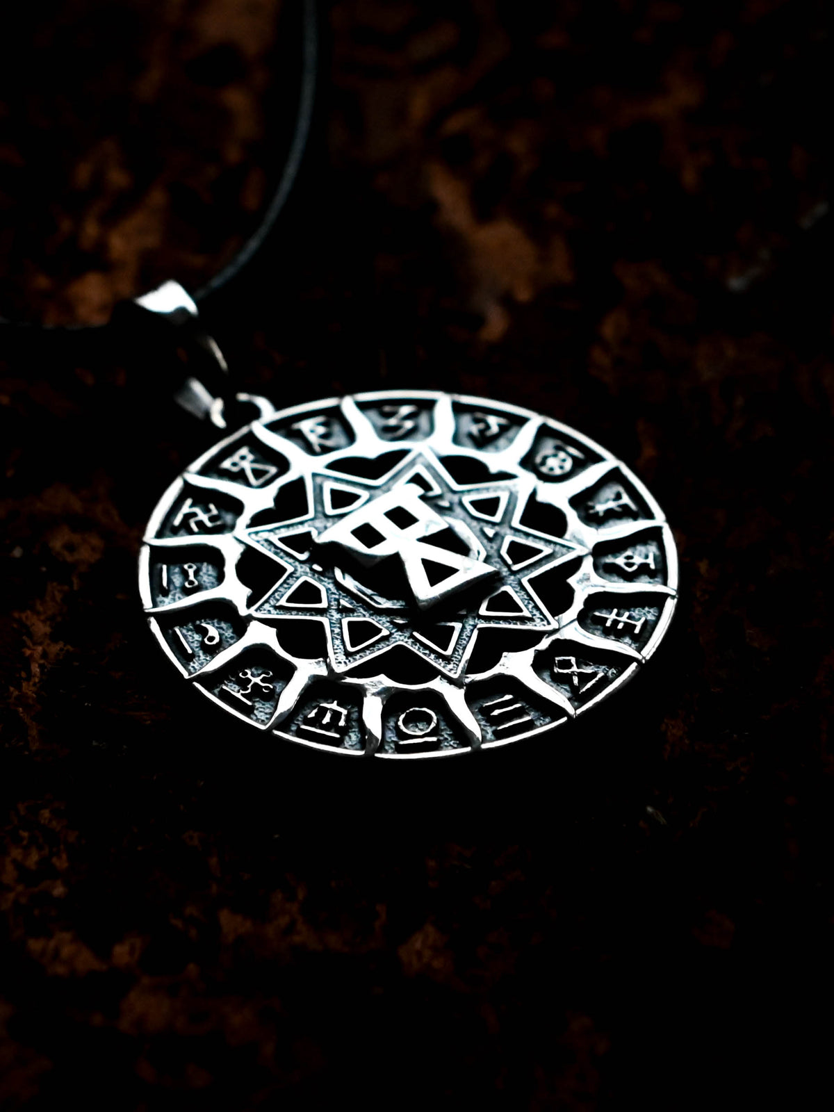 Slavic Chertog Deva Amulet, Sterling Silver 925 — Svarog Circle Zodiac Pendant