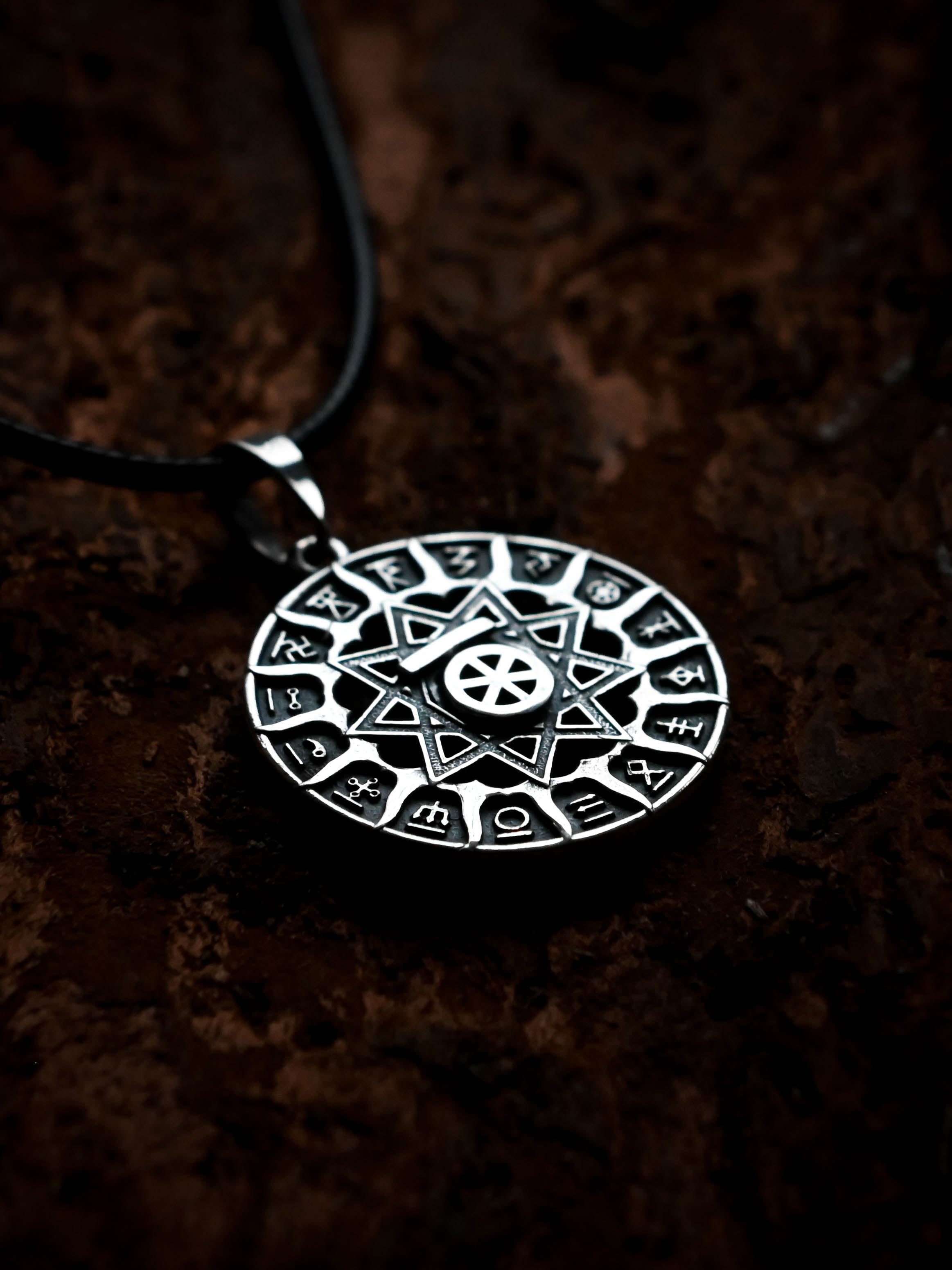 Slavic Chertog Finist (Falcon) Amulet, Sterling Silver 925 — Svarog Circle Zodiac Pendant