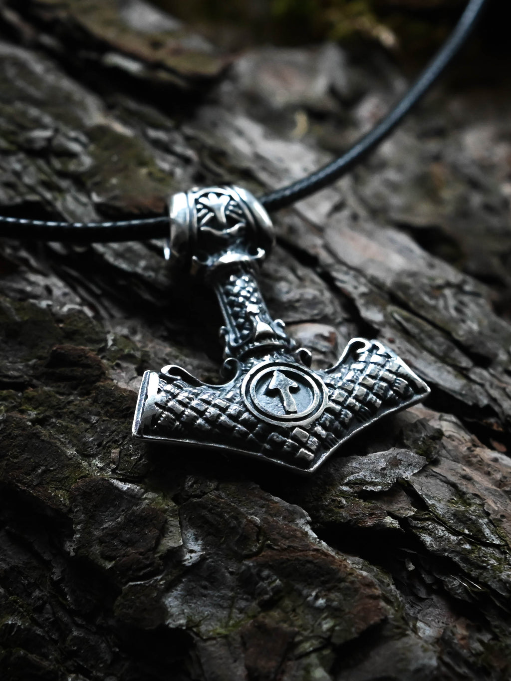 Thor's Hammer with Valknut and Tiwaz, Sterling Silver 925 — Viking Symbol Pendant