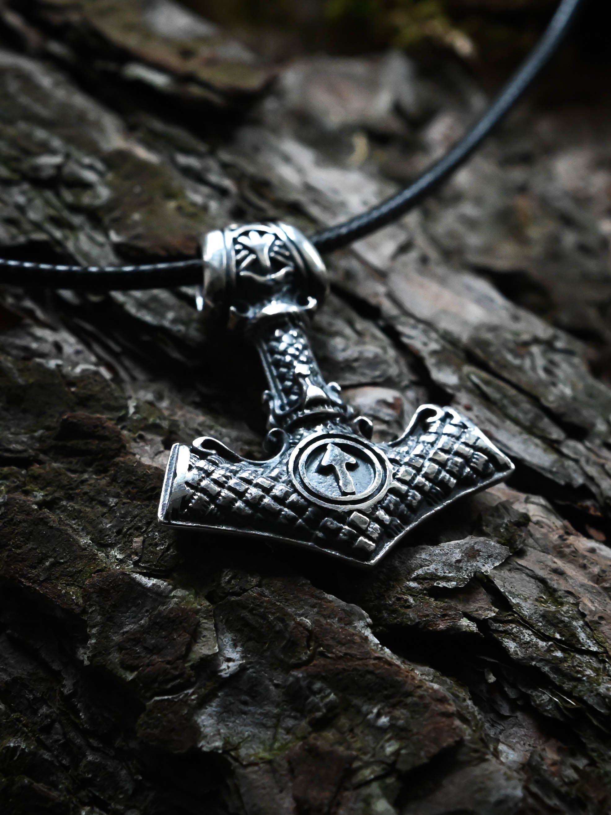 Thor's Hammer with Valknut and Tiwaz, Sterling Silver 925 — Viking Symbol Pendant