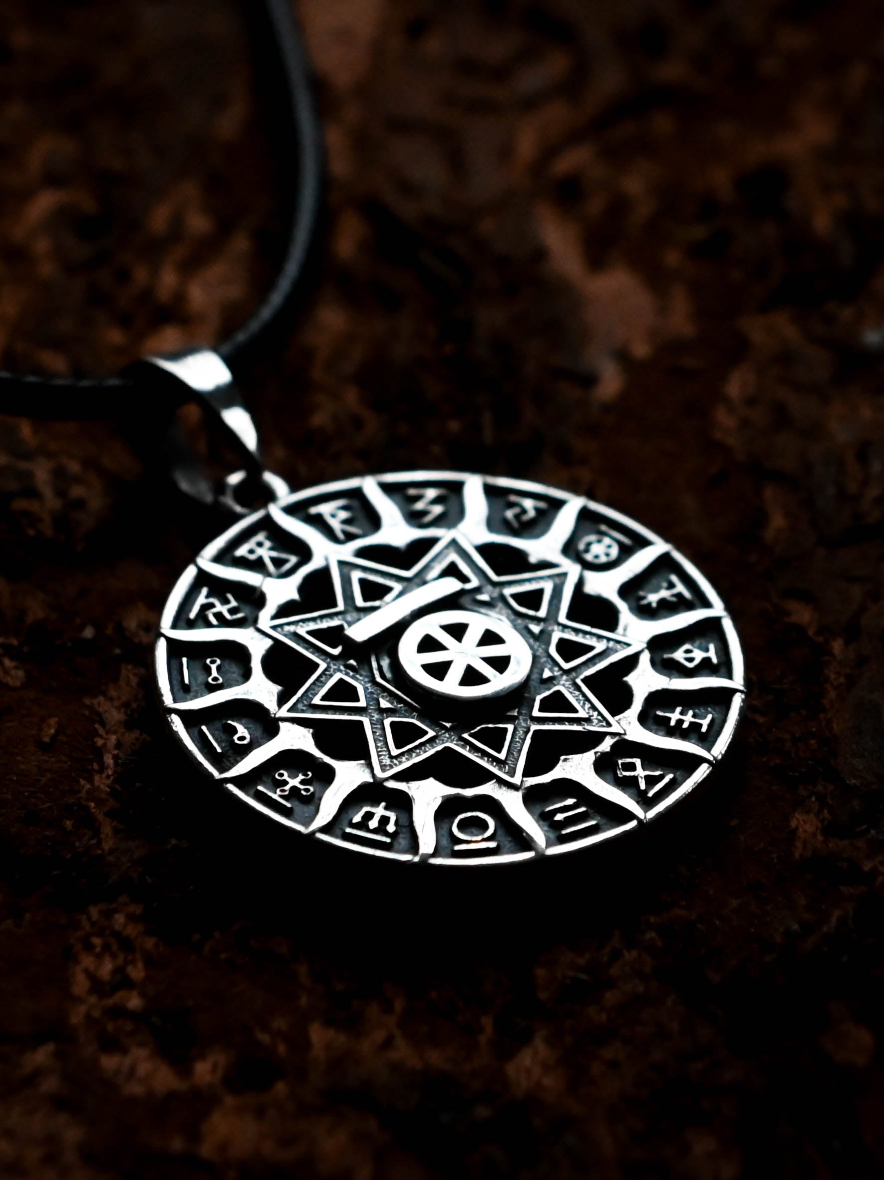 Slavic Chertog Finist (Falcon) Amulet, Sterling Silver 925 — Svarog Circle Zodiac Pendant