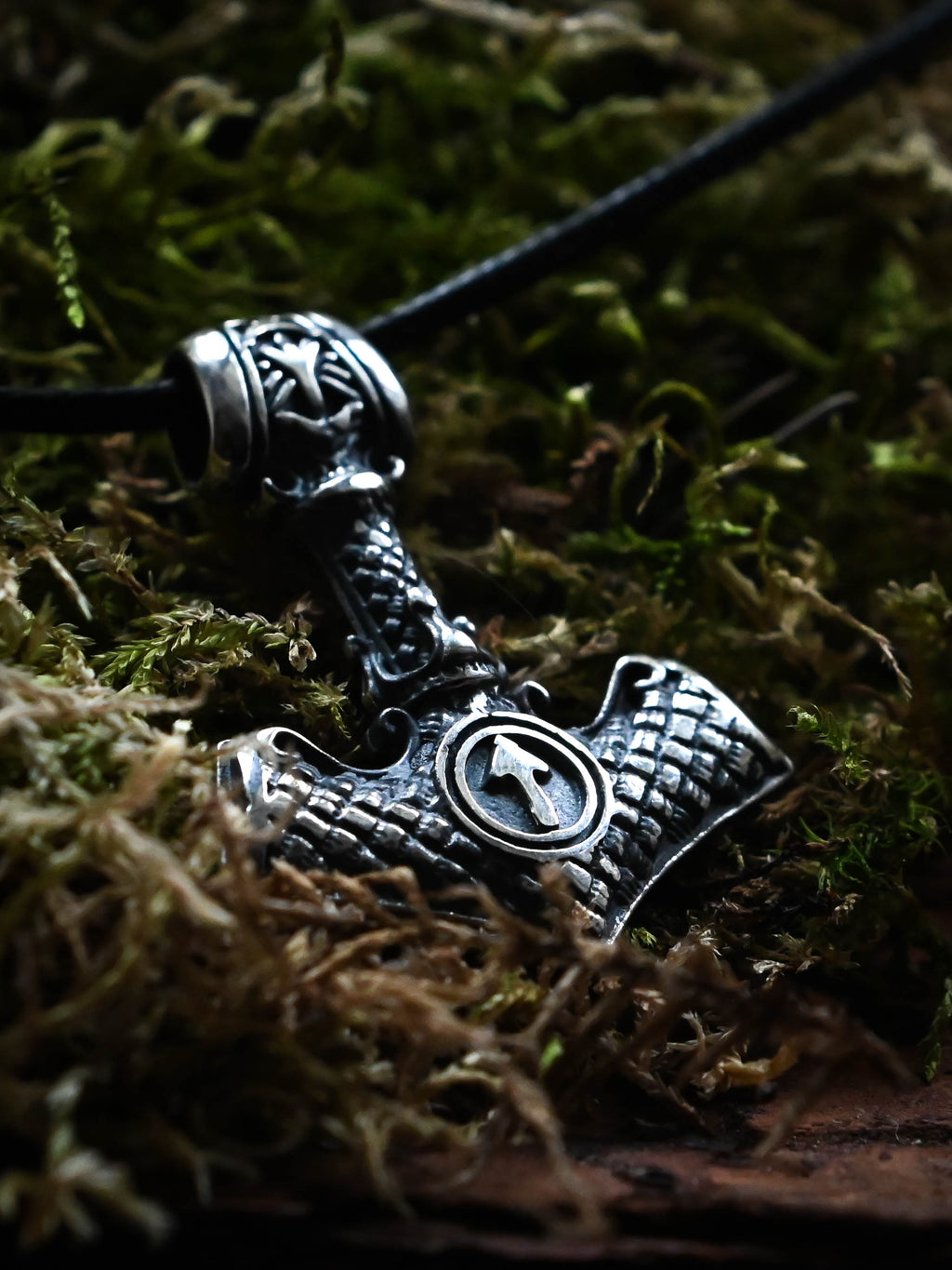 Thor's Hammer with Valknut and Tiwaz, Sterling Silver 925 — Viking Symbol Pendant