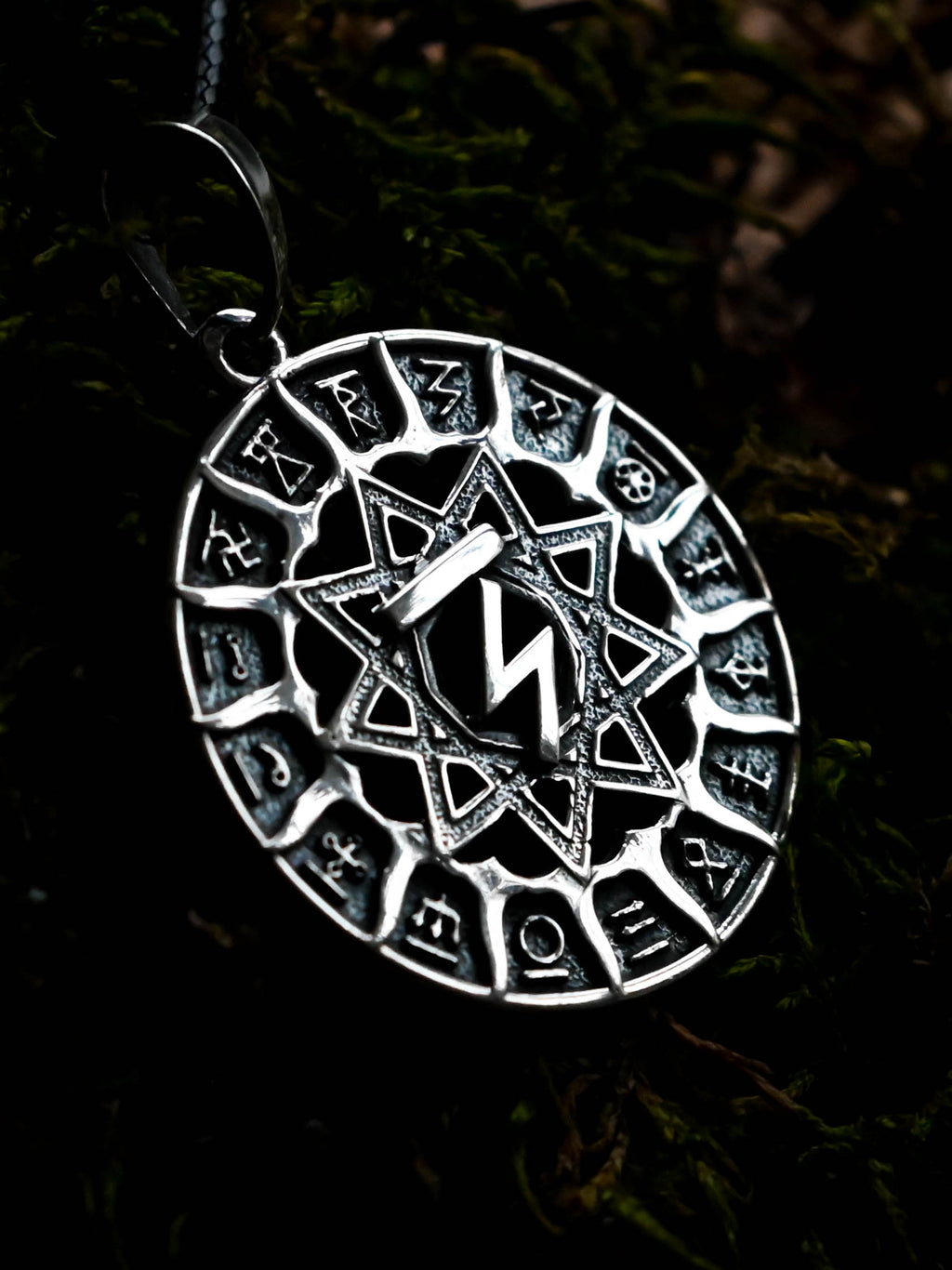 Slavic Chertog Orel (Eagle) Amulet, Sterling Silver 925 — Svarog Circle Zodiac Pendant