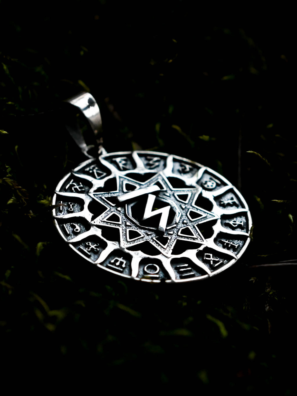 Slavic Chertog Orel (Eagle) Amulet, Sterling Silver 925 — Svarog Circle Zodiac Pendant