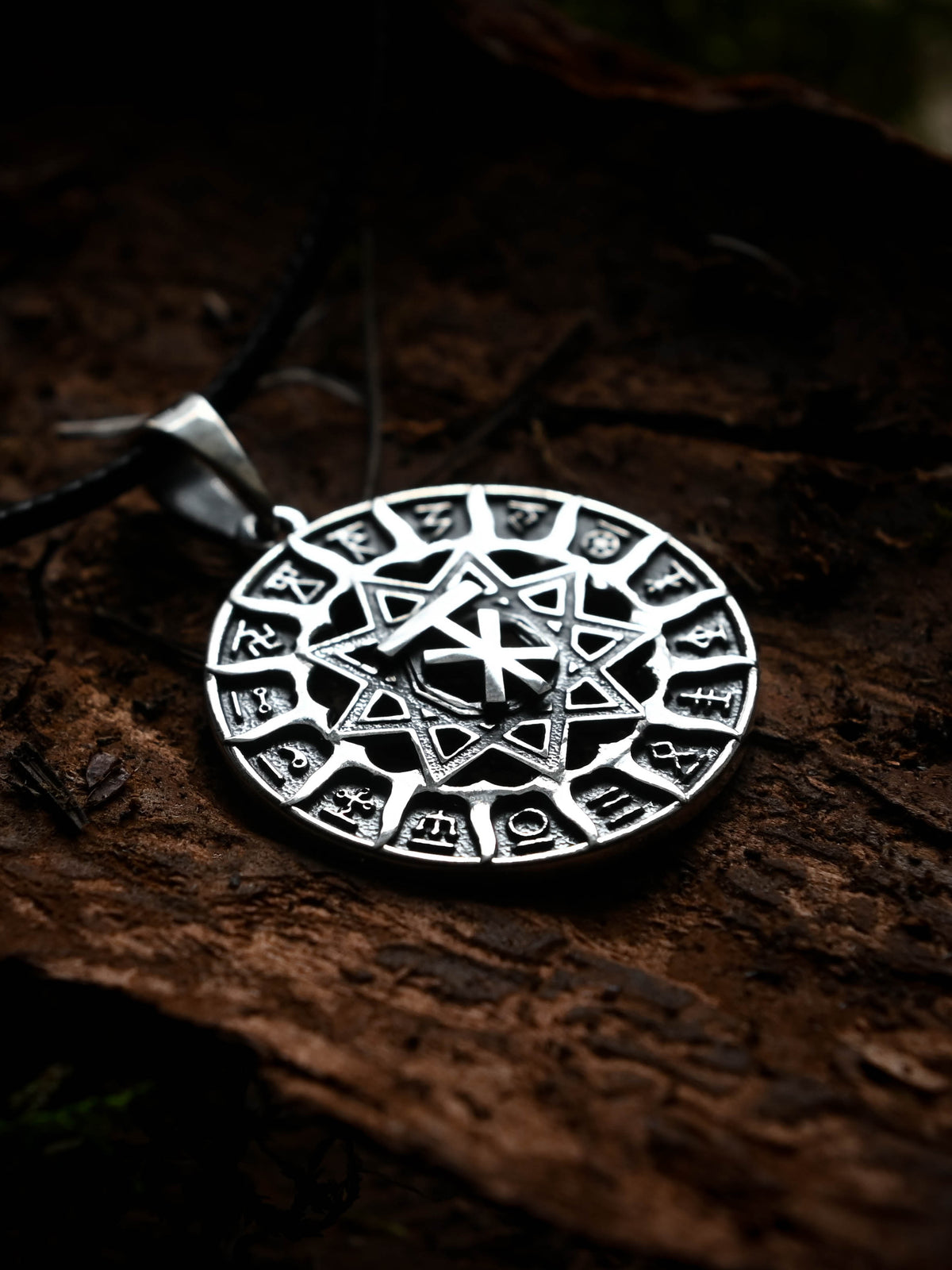 Slavic Chertog Los (Elk) Amulet, Sterling Silver 925 — Svarog Circle Zodiac Pendant