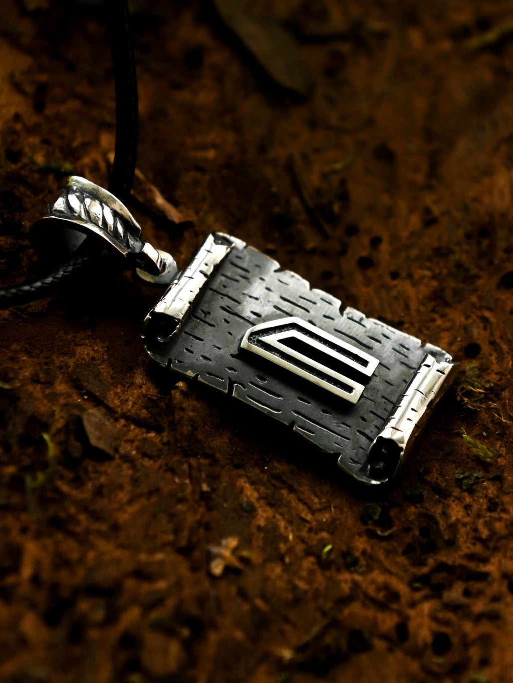 Uruz Rune Amulet on a Scroll, Sterling Silver 925 — Viking & Norse Symbol Pendant