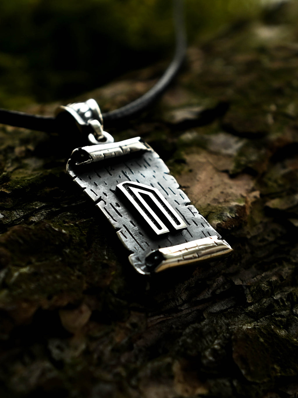 Uruz Rune Amulet on a Scroll, Sterling Silver 925 — Viking & Norse Symbol Pendant