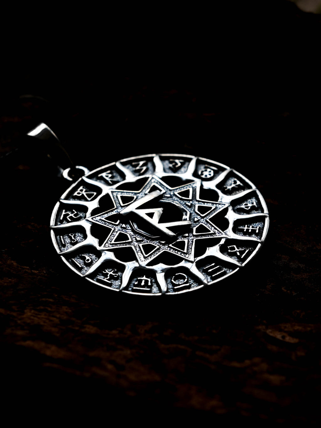 Slavic Chertog Rasa Amulet, Sterling Silver 925 — Svarog Circle Zodiac Pendant