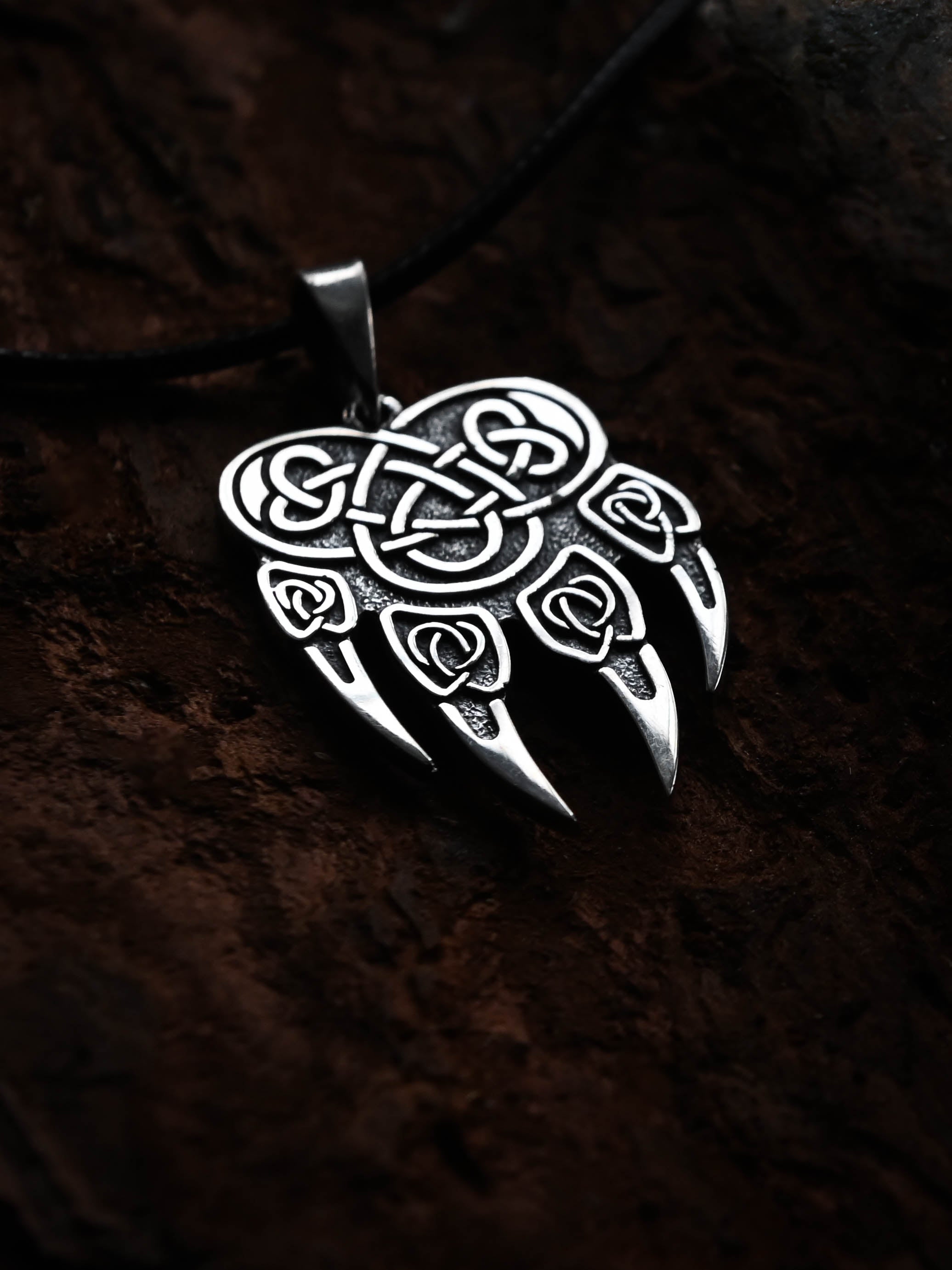 Wolf Paw Amulet (Large), Sterling Silver 925 — Viking & Slavic Symbol Pendant