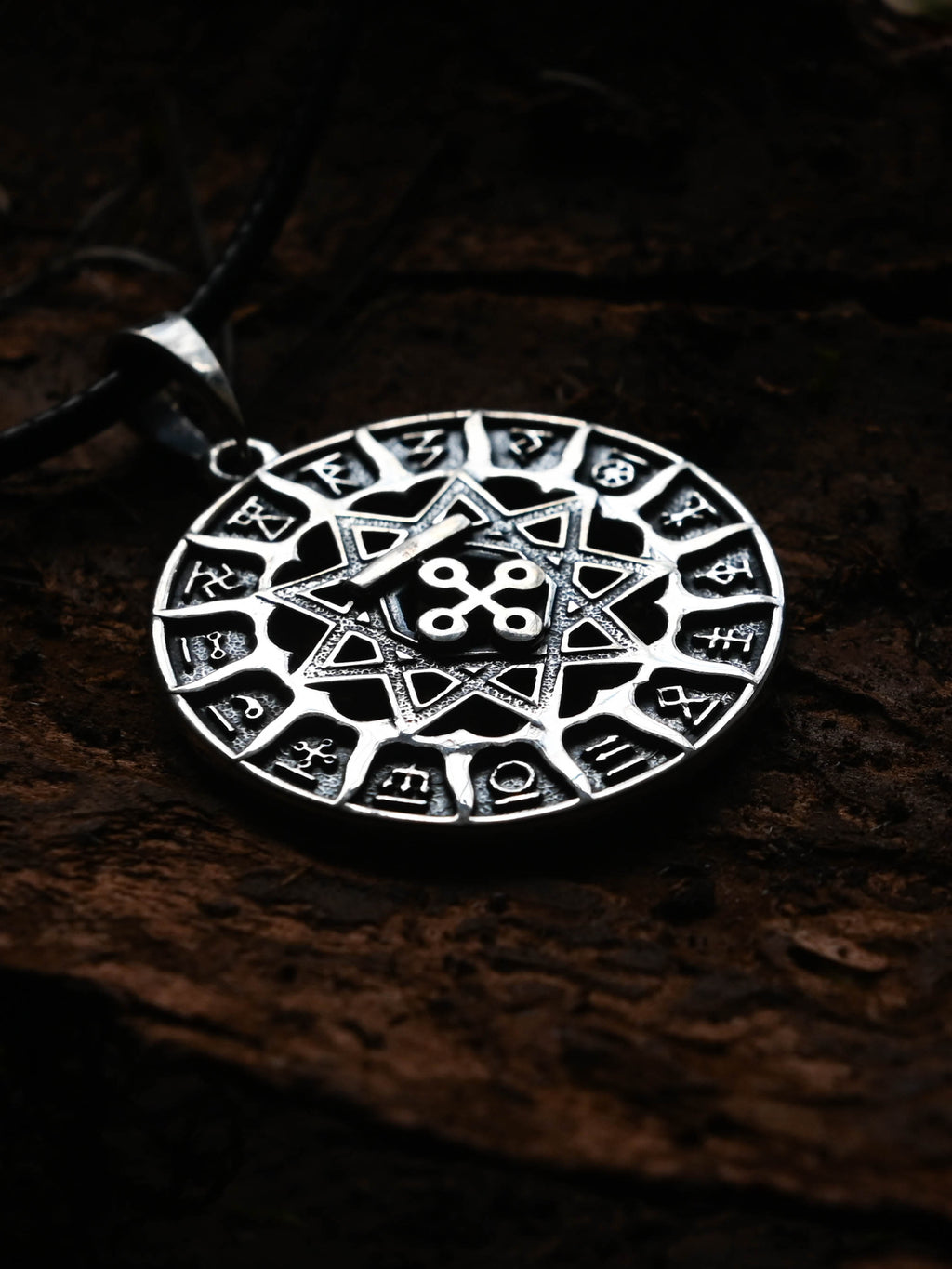 Slavic Chertog Zmey (Serpent) Amulet, Sterling Silver 925 — Svarog Circle Zodiac Pendant