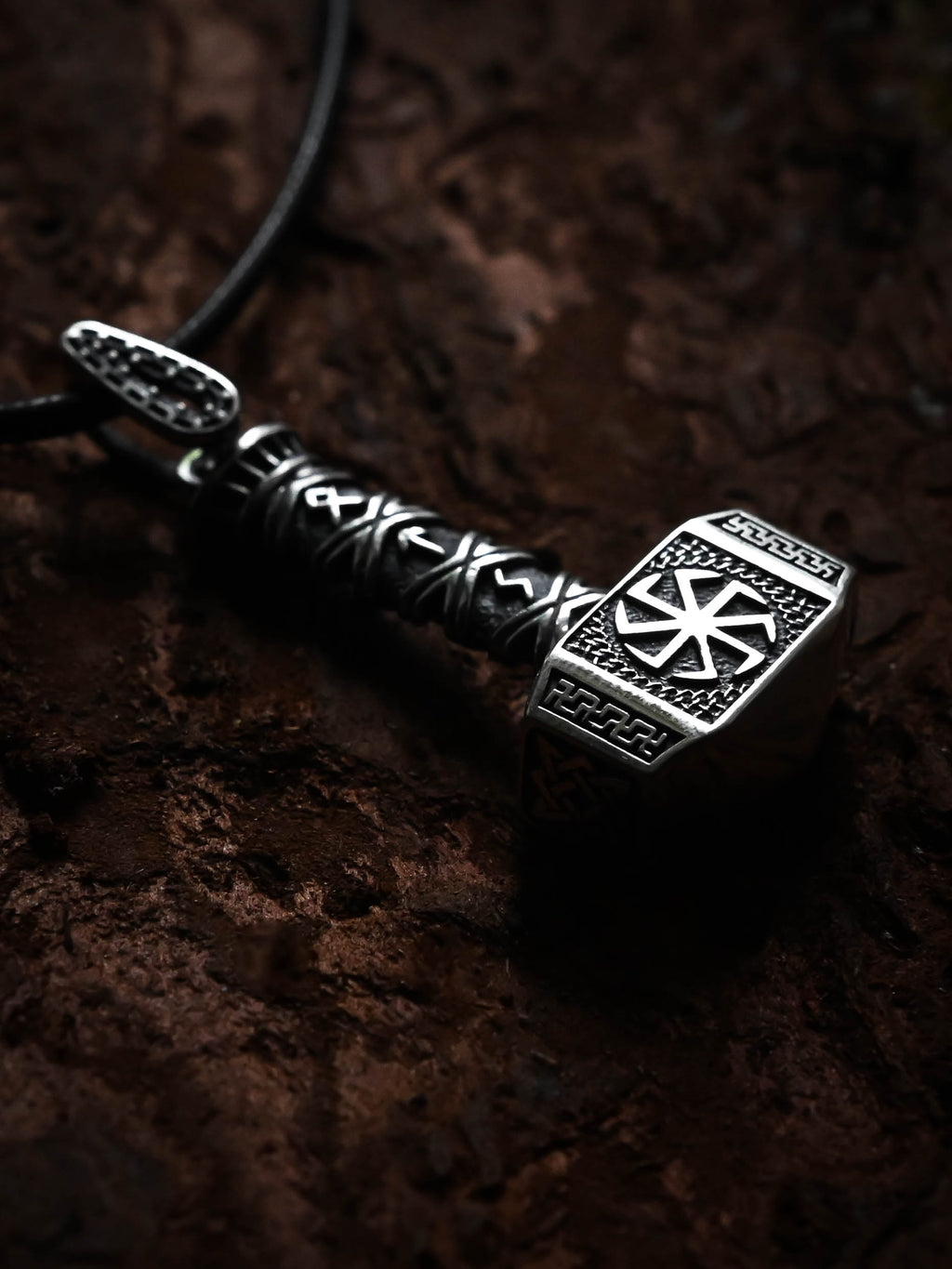 Svarog's Hammer with Kolovrat, Sterling Silver 925 — Slavic Symbol Pendant