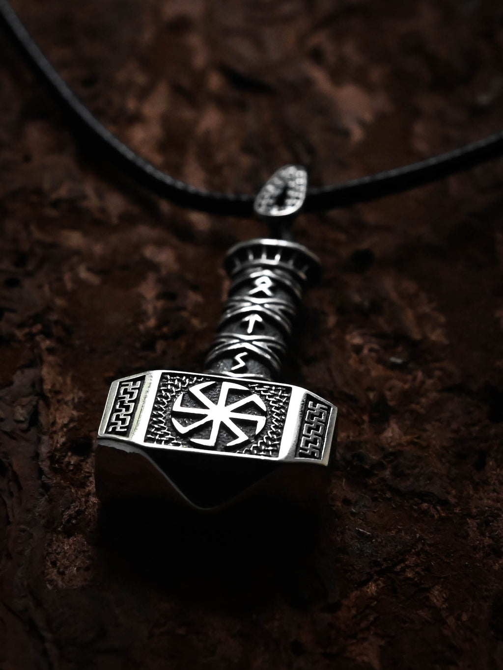 Svarog's Hammer with Kolovrat, Sterling Silver 925 — Slavic Symbol Pendant