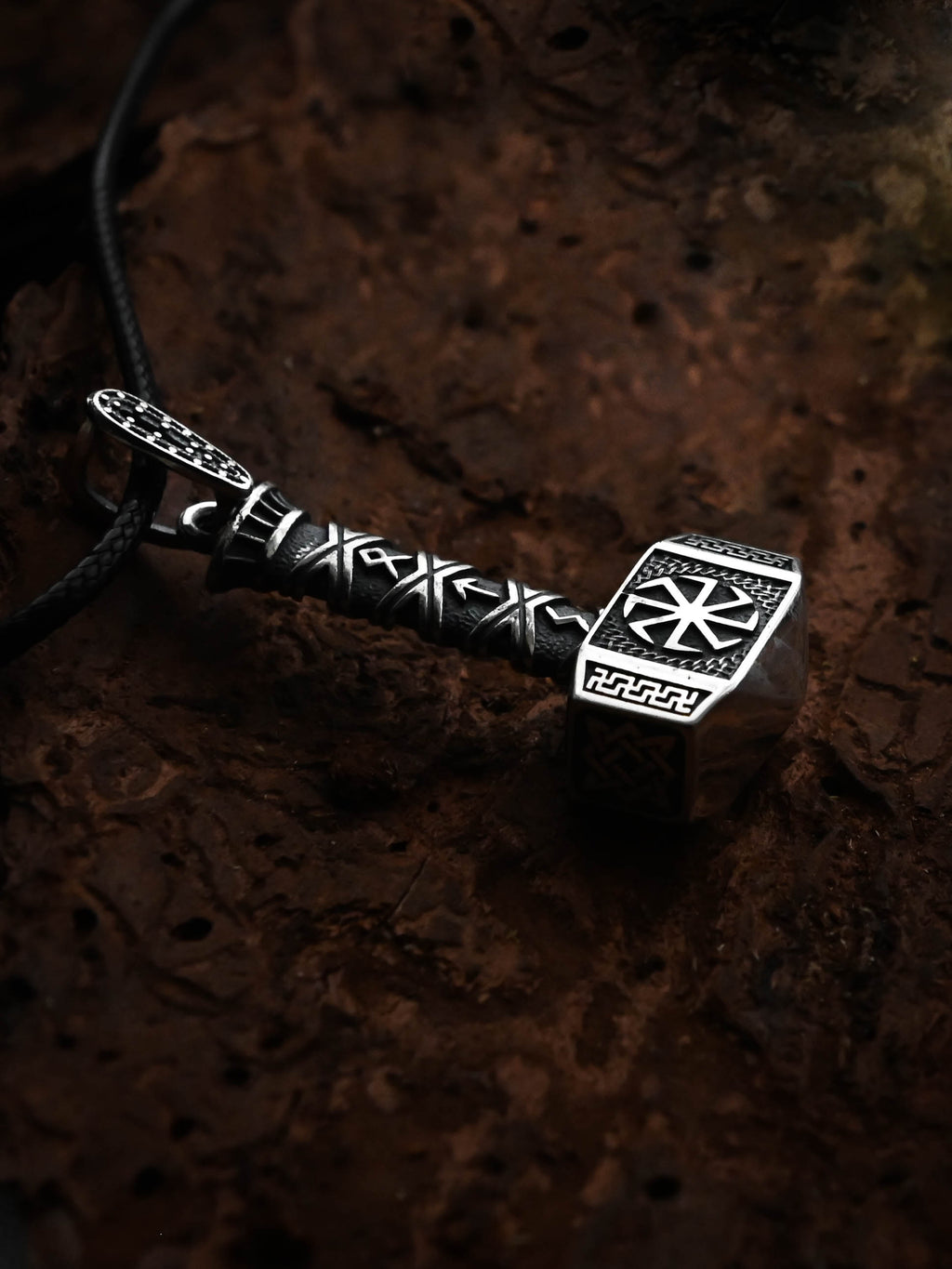 Svarog's Hammer with Kolovrat, Sterling Silver 925 — Slavic Symbol Pendant