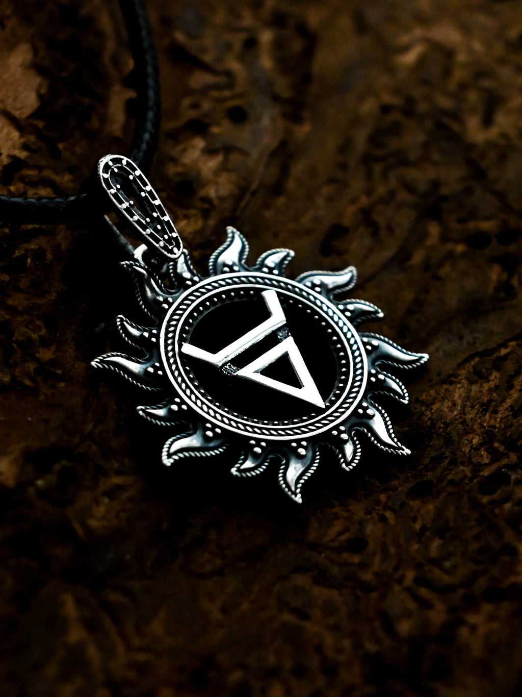 Symbol of Veles in Sun Amulet, Sterling Silver 925 — Slavic, Viking & Norse Pendant
