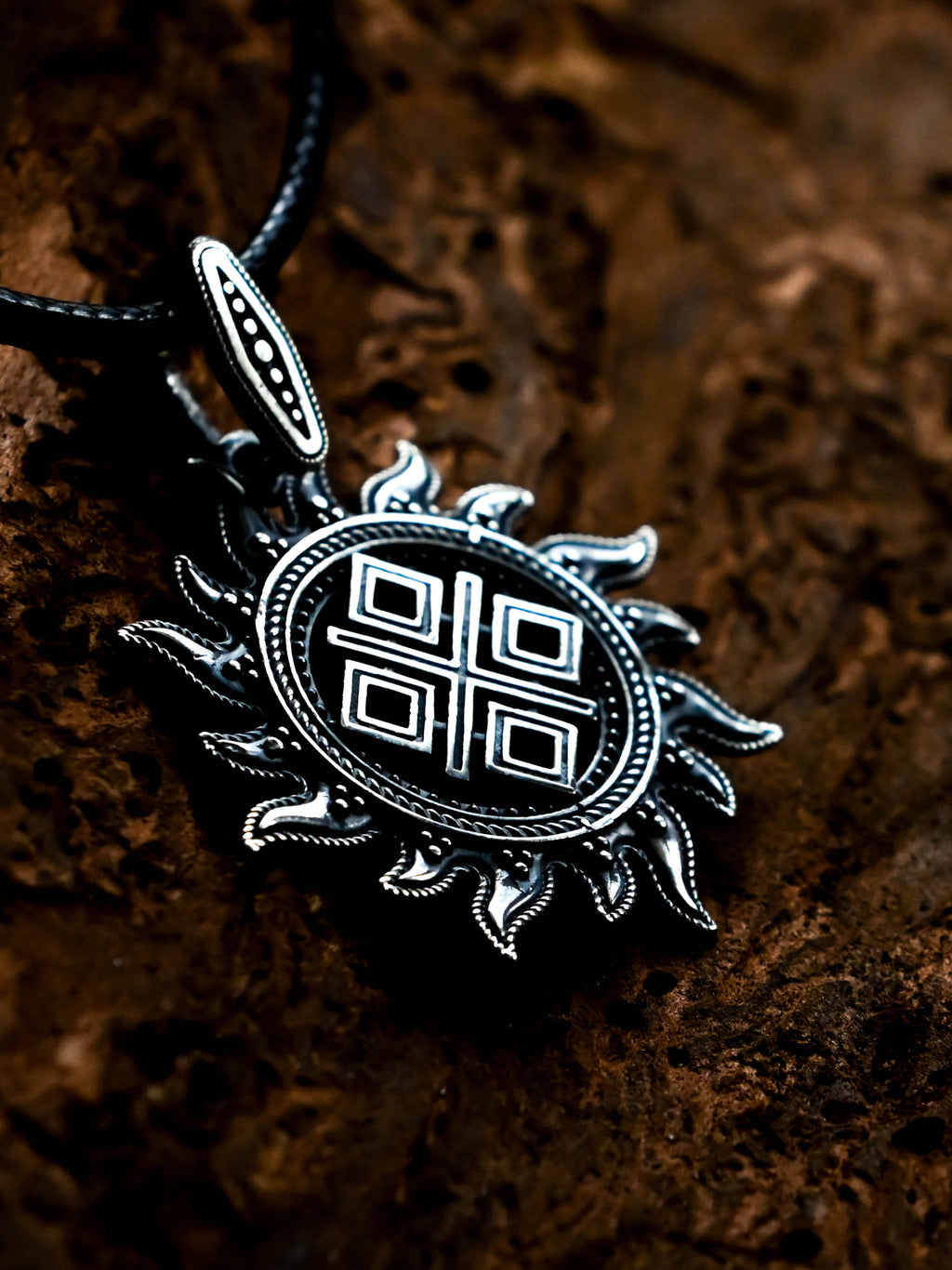 Makosh (Mokosh) in Sun Amulet, Sterling Silver 925 — Slavic, Viking & Norse Pendant