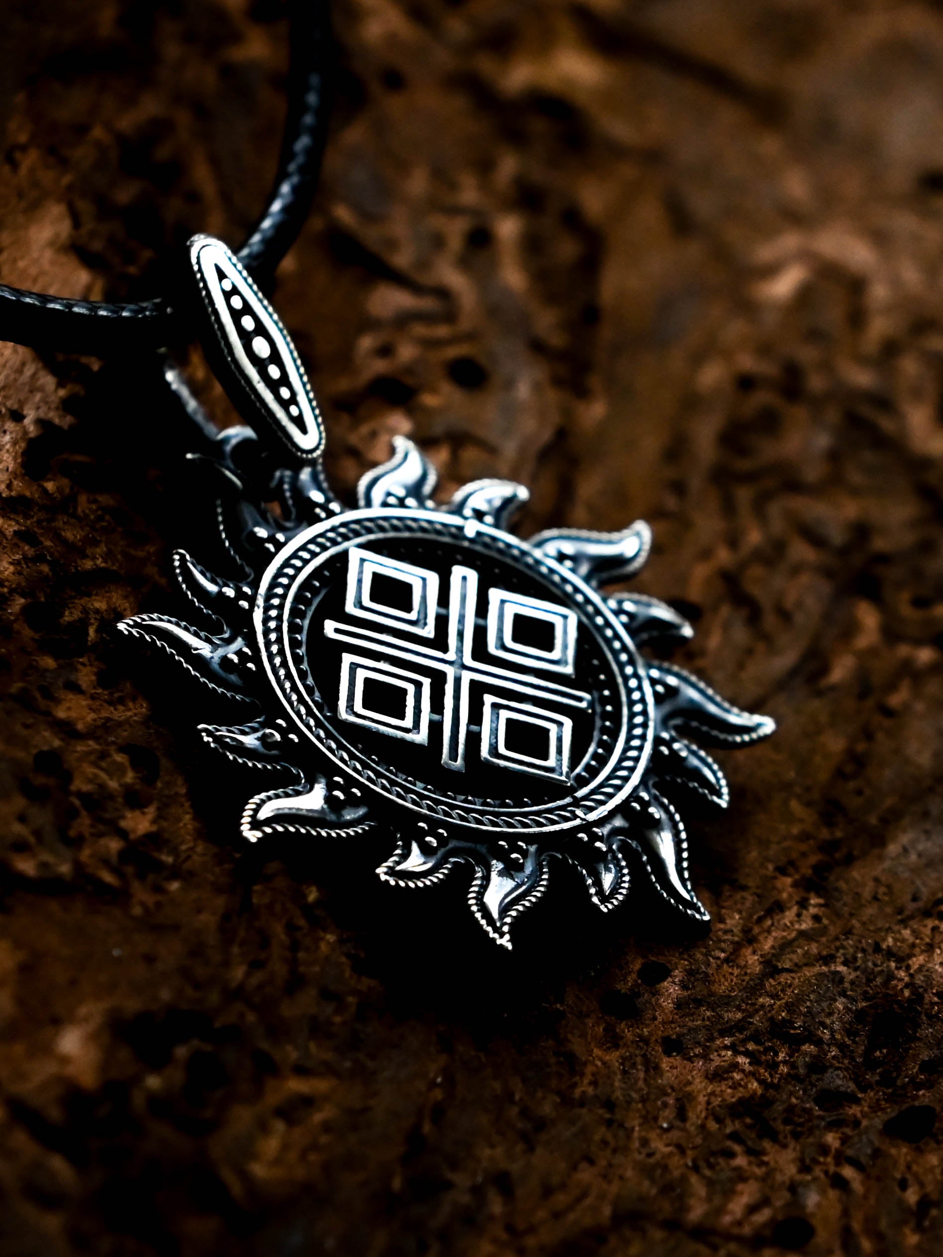 Makosh (Mokosh) in Sun Amulet, Sterling Silver 925 — Slavic, Viking & Norse Pendant