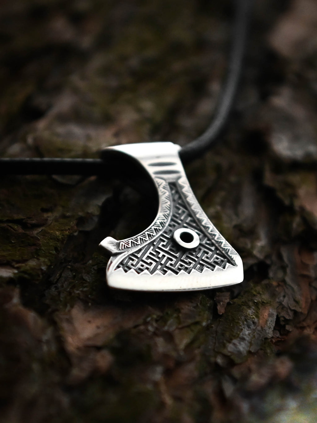 Perun's Axe (Small) with Patterns, Sterling Silver 925 — Slavic Symbol Pendant
