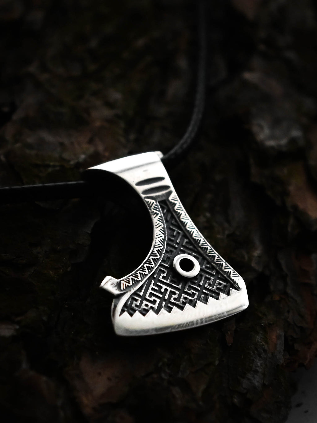 Perun's Axe (Small) with Patterns, Sterling Silver 925 — Slavic Symbol Pendant