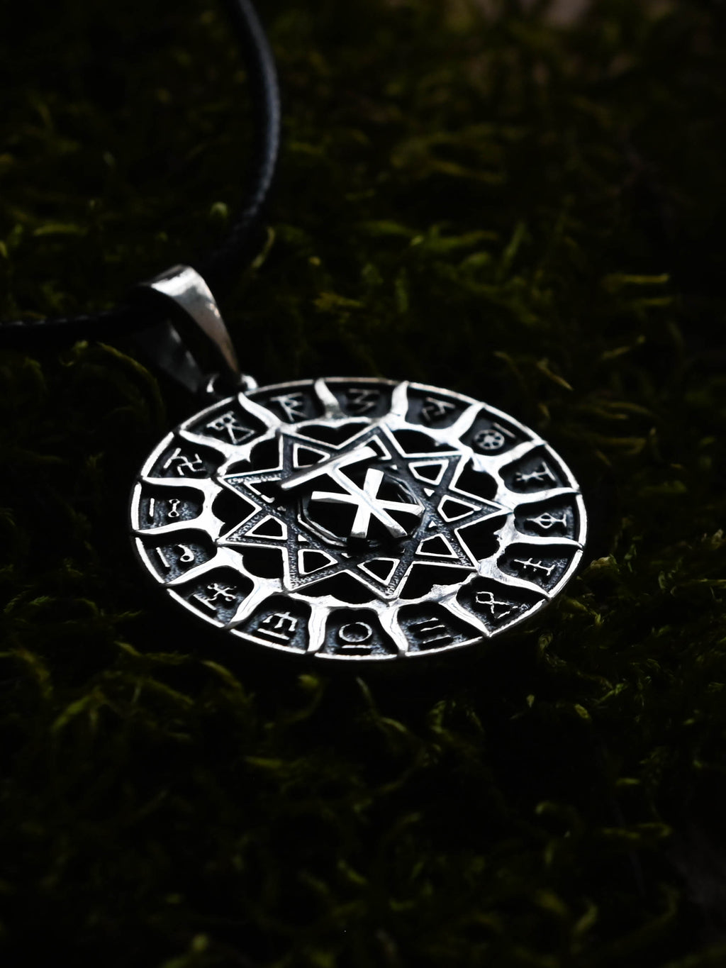 Slavic Chertog Los (Elk) Amulet, Sterling Silver 925 — Svarog Circle Zodiac Pendant