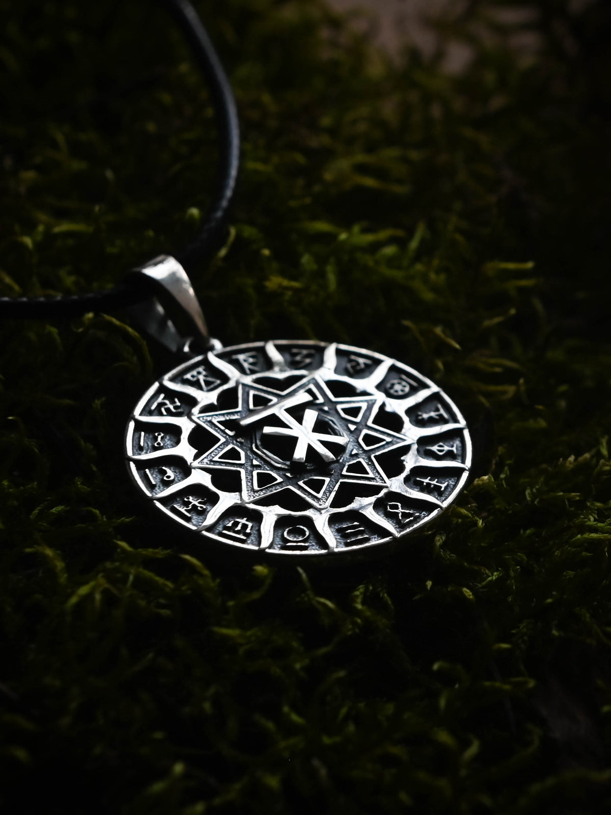 Slavic Chertog Los (Elk) Amulet, Sterling Silver 925 — Svarog Circle Zodiac Pendant