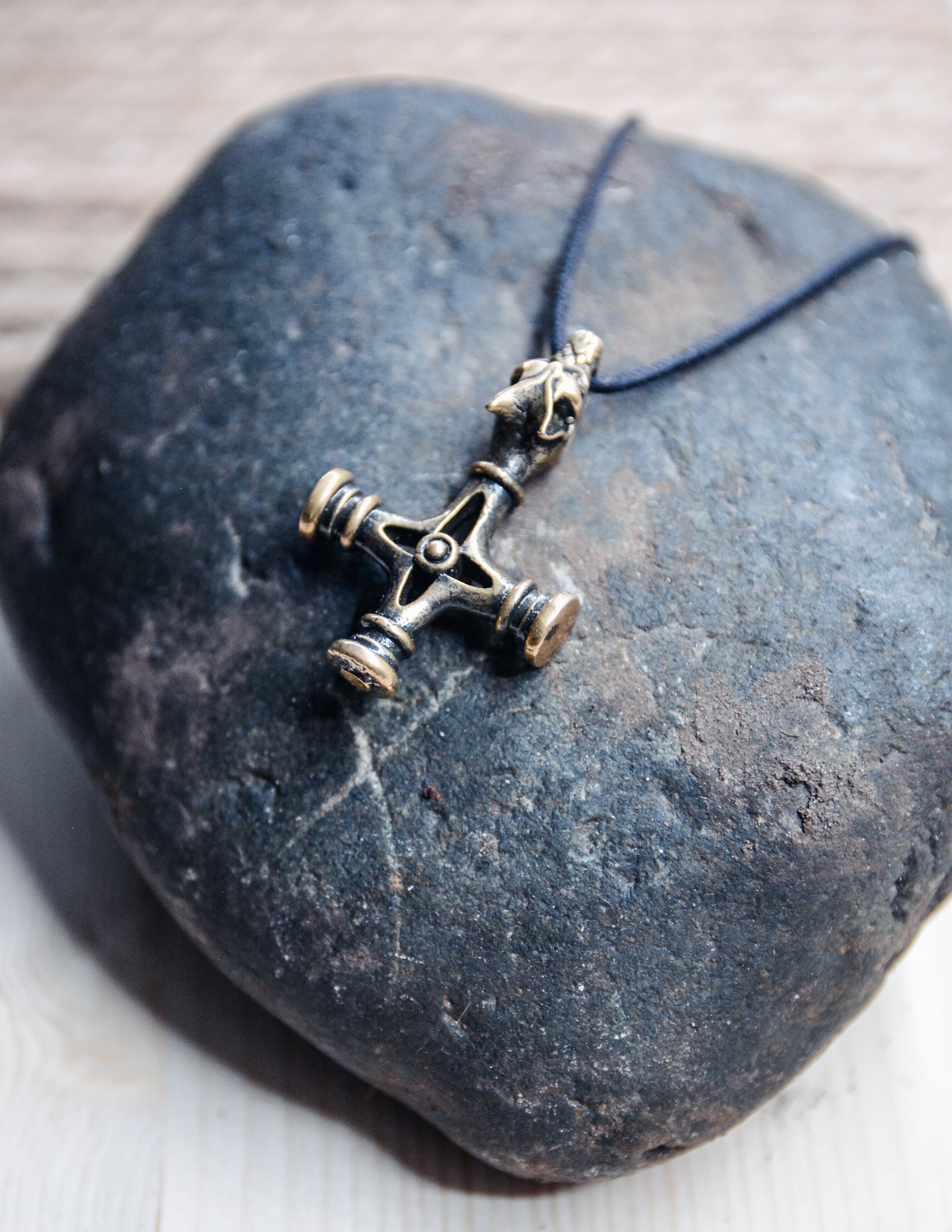 Wolf Cross Amulet, Natural Bronze — Viking & Norse Symbol Pendant
